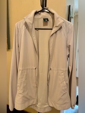 Tek Gear Tan Mock Neck Full-Zip Woven Jacket Women's Size Small, EUC